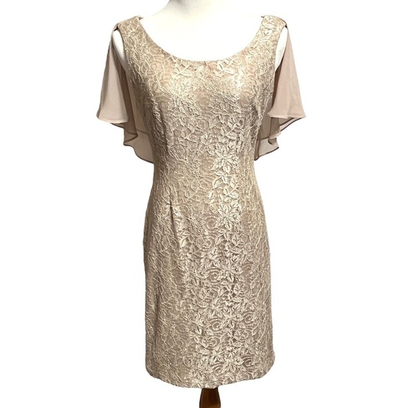 J. Howard Special Occasion Mother of the Bride Champagne Colored Dress Size 6 - Picture 7 of 15